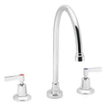 Manual Gooseneck Bathroom Faucet, 8" Mount, Polished Chrome 3 Hole