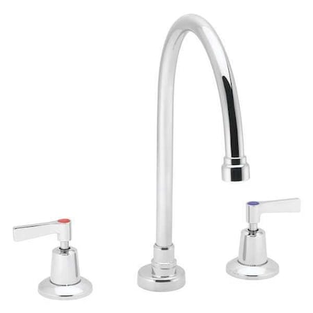 Manual Gooseneck Bathroom Faucet, 8" Mount, Polished Chrome 3 Hole