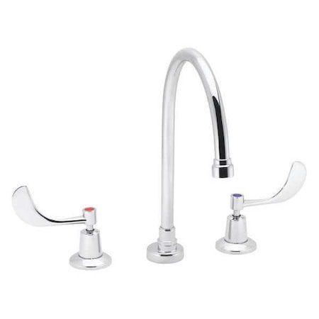 Manual Gooseneck Bathroom Faucet, 8" Mount, Chrome 3 Hole