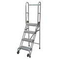 70 in H Aluminum Folding Rolling Ladder, 4 Steps, 350 lb Load Capacity