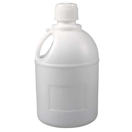 Carboy, 20 L Capacity - mL, 5 gal Capacity - oz, Screw On Closure, HDPE, Blow Molded Handle, White