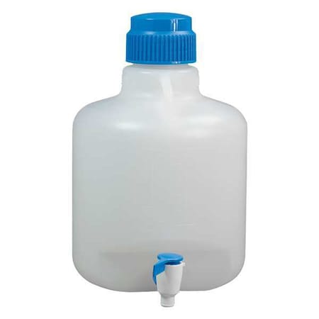 Carboy, 10 L Capacity - mL, 2.6 gal Capacity - oz, Screw On/Spigot Closure, polypropylene, White