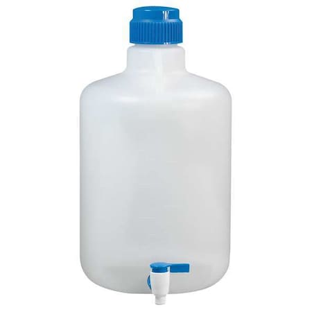 Carboy, 20 L Capacity - mL, 5.3 gal Capacity - oz, Screw On/Spigot Closure, polypropylene, White