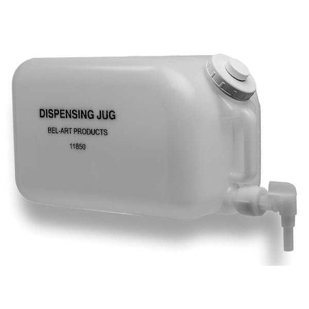 Jug, 20 L Capacity - mL, 5 gal Capacity - oz, Screw On/Spigot Closure, HDPE, White, 15 in H