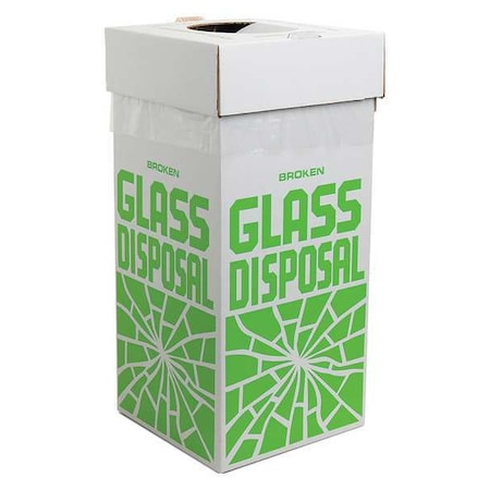 Square Recycling Bin, White, 12" Dia, Corrugated Cardboard