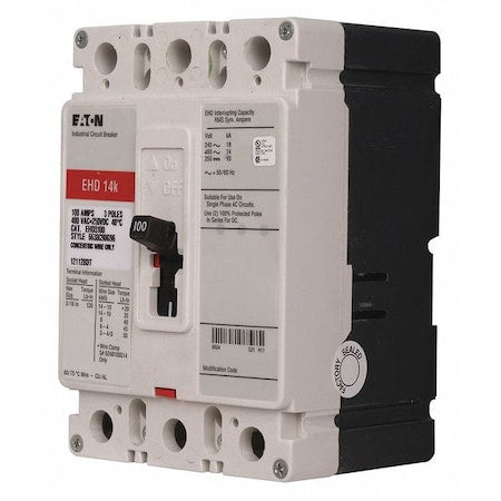 Molded Case Circuit Breaker, EHD Series, 30A, 3 Pole, 480V AC, 18kA at 240V AC