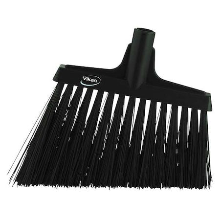 11 51/64 in Sweep Face Angle Broom, Stiff, Synthetic, Black