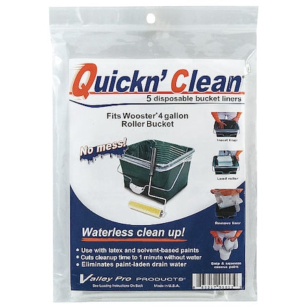 Plastic Paint Bucket Liner, 4 gal, 13 1/2" L, 9" D, 15" W, 5 PK