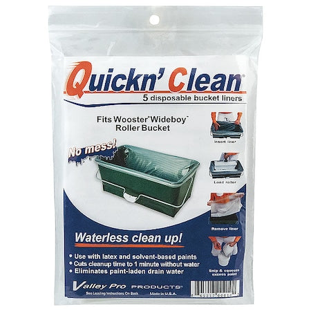 Plastic Paint Bucket Liner, 5 gal, 14" L, 10" D, 24" W, 5 PK
