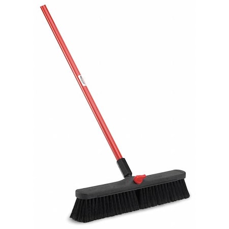 18 in Sweep Face Smooth Surface Push Broom, 3 in Bristle, 60 in L Red Handle