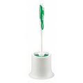 Toilet Brush with Caddy, 5 1/2 in Brush Length, Polypropylene Handle, Green/White