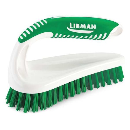 2 1/2 in W Scrub Brush, Stiff, 5 1/2 in L Handle, 7 in L Brush, Green, Polypropylene, Santoprene