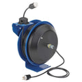 Cord Reel, Spring Retracted, NEMA 5-20R, 16 AWG, Blue Reel Color, 35 ft Length, 1 Outlets