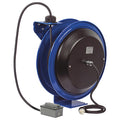Cord Reel With Hand Lamp, Spring Retracted, NEMA 5-20R, 12 AWG, Blue Reel Color, 75 ft Length