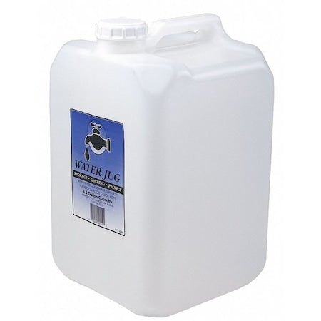 Water Container, 4.5 gal. Cap., Clear, HDPE