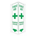 First Aid/Primeros Auxilios, 8 in W x 18 in H, V-Shape Projection, Aluminum, LCVB-0047-RA_4x18