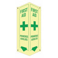 First Aid/Primeros Auxilios, 8 in W x 18 in H, V-Shape Projection, Aluminum, LCVB-0047-GA_4x18