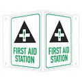 First Aid Station (w Sym), 7 1/2 in W x 6 in H, V-Shape Projection, Aluminum, LCVB-0019-RA_4x6