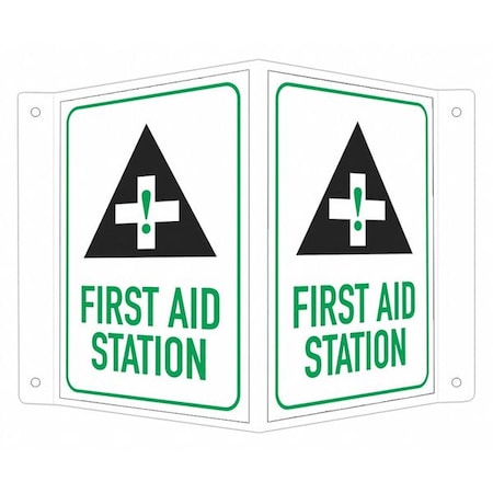 First Aid Station (w Sym), 7 1/2 in W x 6 in H, V-Shape Projection, Aluminum, LCVB-0019-RA_4x6