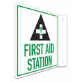 First Aid Station (w Sym), 8 in W x 8 in H, L-Shape Projection, Aluminum, LCFL-0012-NA_8x8