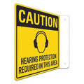 Caution Hearing Protection Required In This Area, 8 in x 8 in, L-Shape Projection, LCFL-0018-NA_8x8