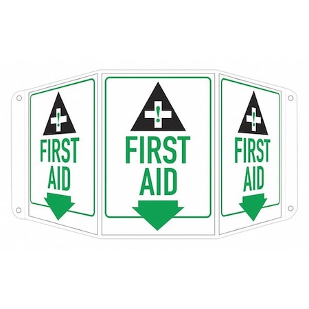First Aid (w Sym & Down Arrow), 17 1/2 in W x 10 in H, Tri-Bend, Aluminum, LCTB-0010-RA_7X11