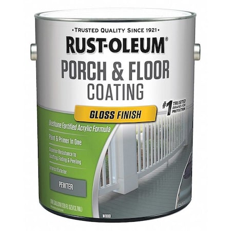 1 gal Floor Coating, Gloss Finish, Pewter, Water Base