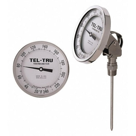 Analog Dial Thermometer,Stem 9"" L