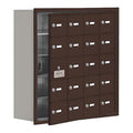 Cell Phone Locker, 29 1/4 in W, 8 3/4 in D, 29 3/4 in H, (4) Wide, (5) Tier, Bronze