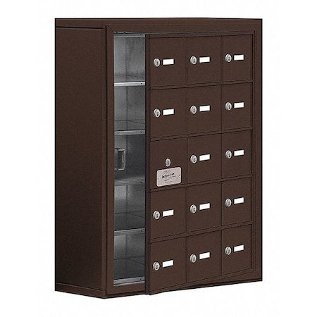 Cell Phone Locker, 24 in W, 9 1/4 in D, 31 in H, (3) Wide, (5) Tier, Bronze