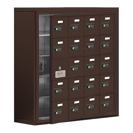 Cell Phone Locker, 30 1/2 in W, 9 1/4 in D, 31 in H, (4) Wide, (5) Tier, Bronze