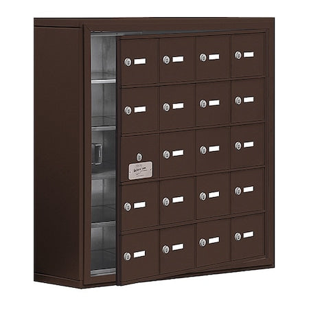 Cell Phone Locker, 30 1/2 in W, 9 1/4 in D, 31 in H, (4) Wide, (5) Tier, Bronze
