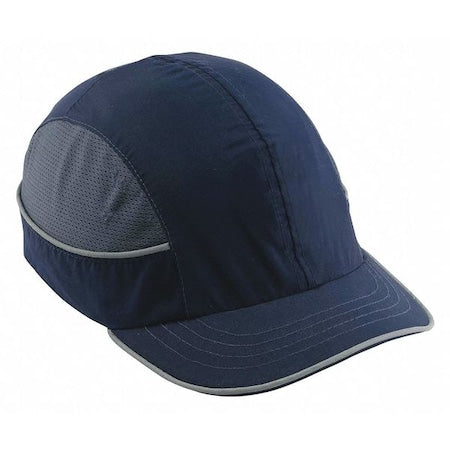 Bump Cap, Short Brim Baseball, ABS, Hook-and-Loop Suspension, Navy, Fits Hat Size XL
