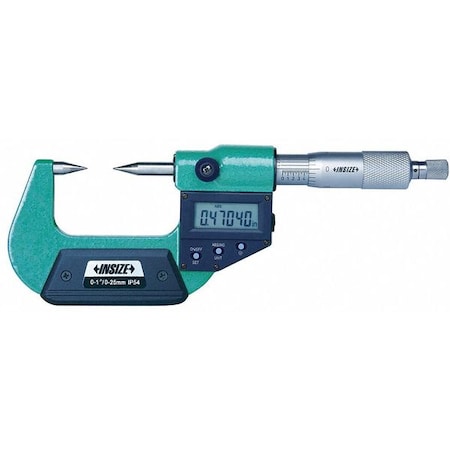 Electronic Outside Micrometer, 0 to 1"/0 to 25mm Range, 0.00005"/0.001mm