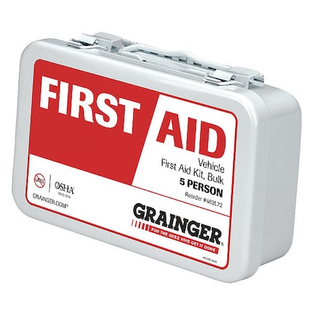 First Aid Kit and Housing, Metal 75 Components, 5 People Served