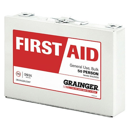 First Aid Kit and Housing, Metal 187 Components, 50 People Served