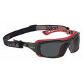 Ultim8, Safety Glasses, Anti-Fog & Anti-Scratch, Smoke Lens, Red/Black Frame, Half-Frame