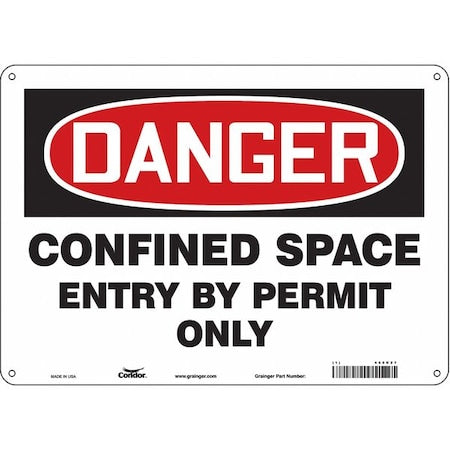 Safety Sign, 10 in Height, 14 in Width, Fiberglass, Horizontal Rectangle, English, 465K27