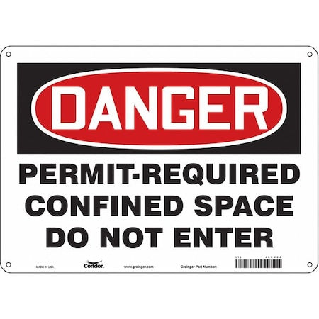 Safety Sign, 10 in Height, 14 in Width, Fiberglass, Horizontal Rectangle, English, 465M84