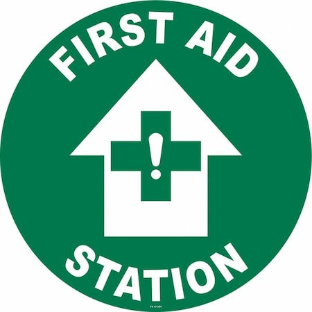 Floor Sign, 17 in H, 17 in W, Vinyl, Circle, English, FS-17-324