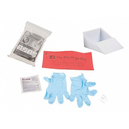 Biohazard Spill Kit, 16 oz Volume Absorbed per Kit, 1/16 gal Capacity, Bag, Clear