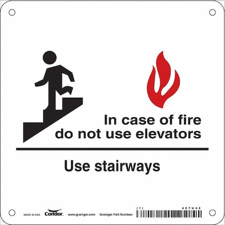 Safety Sign Emergency Exit, Fiberglass, 7 in W, 7 in H, White