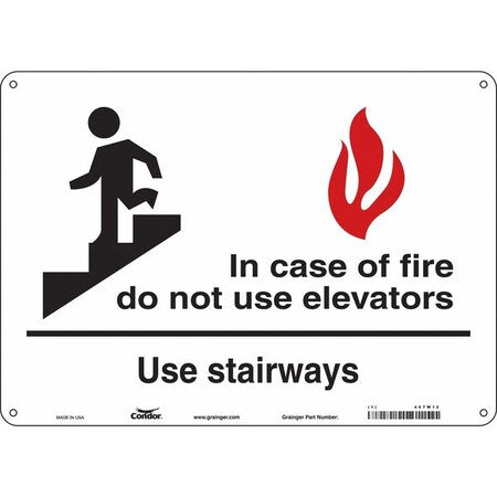 Safety Sign Emergency Exit, Fiberglass, 14 in W, 10 in H, White