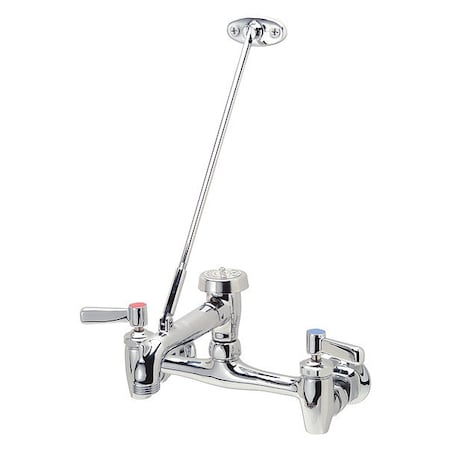 Lever Handle Straight Service Sink Faucet, 8" Mount, Chrome 2 Hole