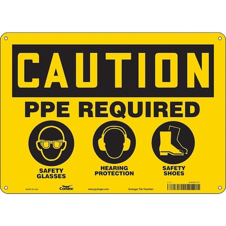 Safety Sign, 10 in Height, 14 in Width, Fiberglass, Horizontal Rectangle, English, 468P37