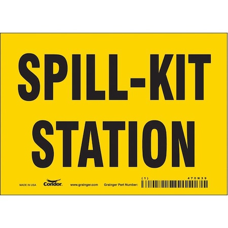 Spill Kit Station, 7 in W x 5 in H, Horizontal Rectangle, Vinyl, 470N39