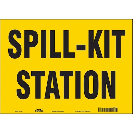 Spill Kit Station, 14 in W x 10 in H, Horizontal Rectangle, Vinyl, 470N41