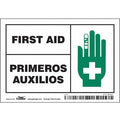 First Aid/Primeros Auxilios, 5 in W x 3 1/2 in H, Horizontal Rectangle, Vinyl, 471R92, PK5