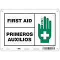 First Aid/Primeros Auxilios, 10 in W x 7 in H, Vertical Rectangle, Polyethylene, 471R93