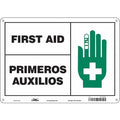 First Aid/Primeros Auxilios, 14 in W x 10 in H, Horizontal Rectangle, Polyethylene, 471R94
